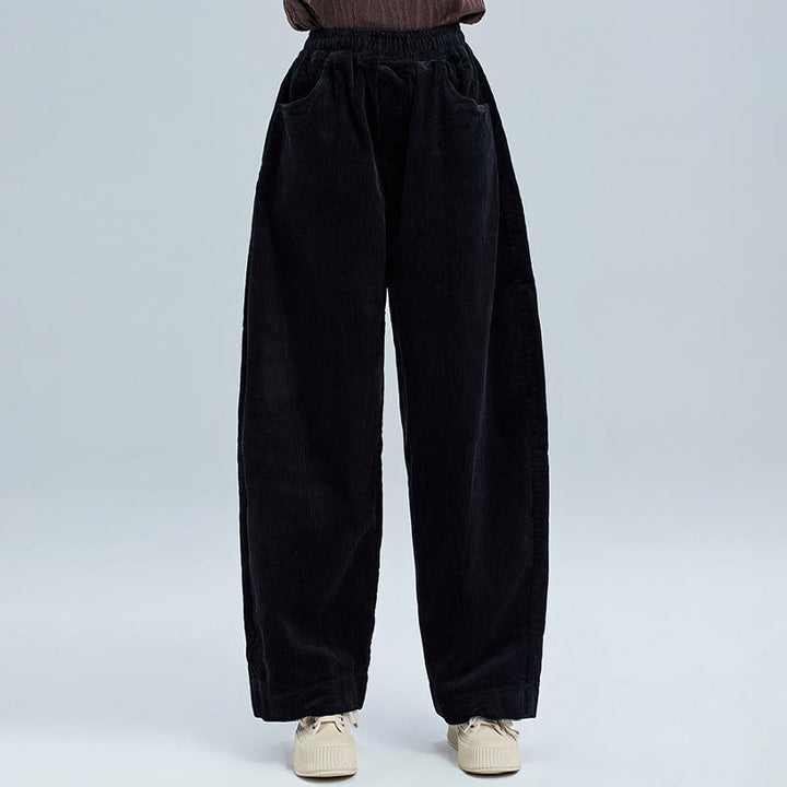 Buddha Stones Women's Fall Plain Ankle-Length Simple Design Corduroy Pants With Pockets - image 5