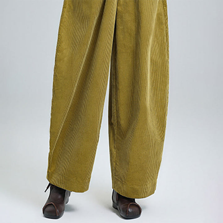 Buddha Stones Women's Fall Plain Ankle-Length Simple Design Corduroy Cotton Pants With Pockets - image 13