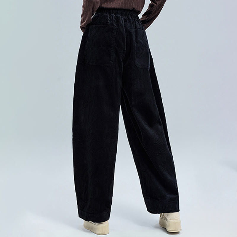 Buddha Stones Women's Fall Plain Ankle-Length Simple Design Corduroy Cotton Pants With Pockets - image 4