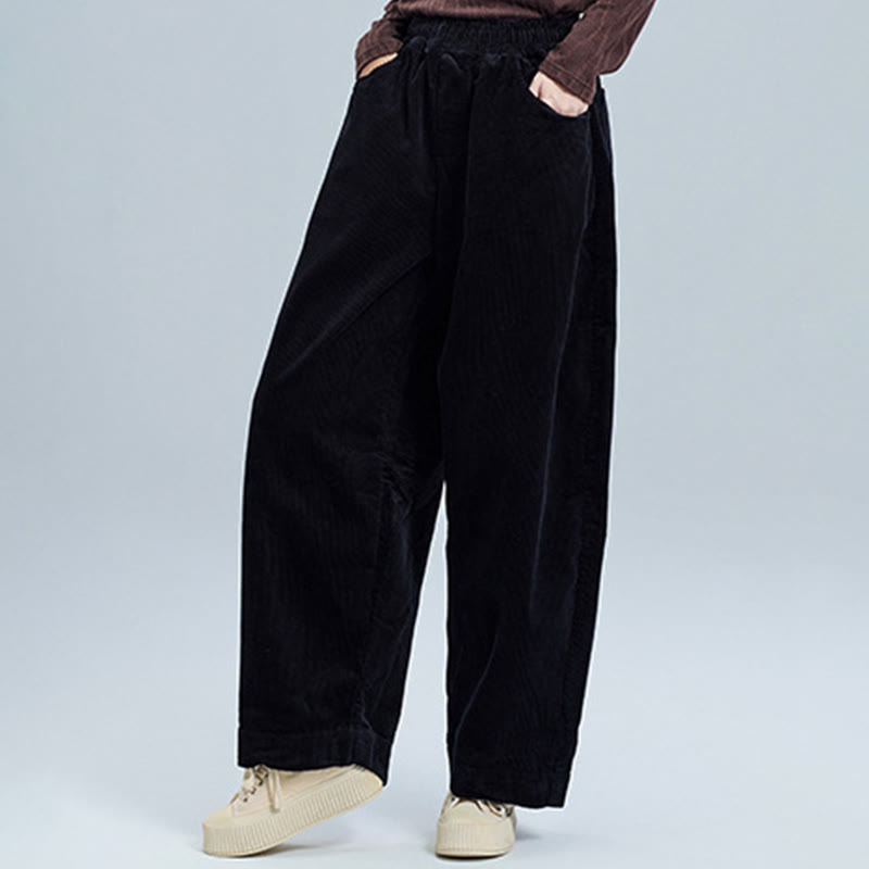 Buddha Stones Women's Fall Plain Ankle-Length Simple Design Corduroy Pants With Pockets - image 6