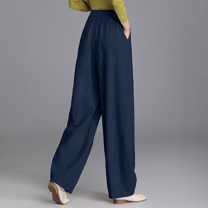Buddha Stones Women's Casual Vintage Plain Drawstring Carrot Design Cotton Linen Pants With Pockets - image 21