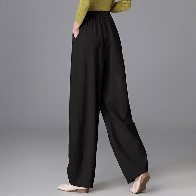 Buddha Stones Women's Casual Vintage Plain Drawstring Carrot Design Cotton Linen Pants With Pockets - image 10