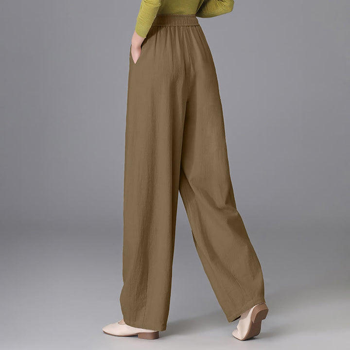 Buddha Stones Women's Casual Vintage Plain Drawstring Carrot Design Cotton Linen Pants With Pockets - image 16