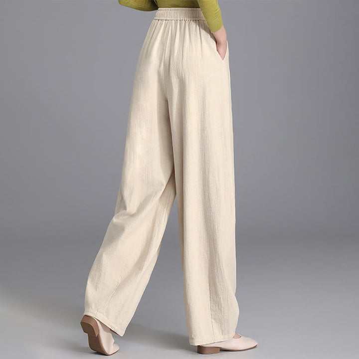 Buddha Stones Women's Casual Vintage Plain Drawstring Carrot Design Cotton Linen Pants With Pockets - image 3