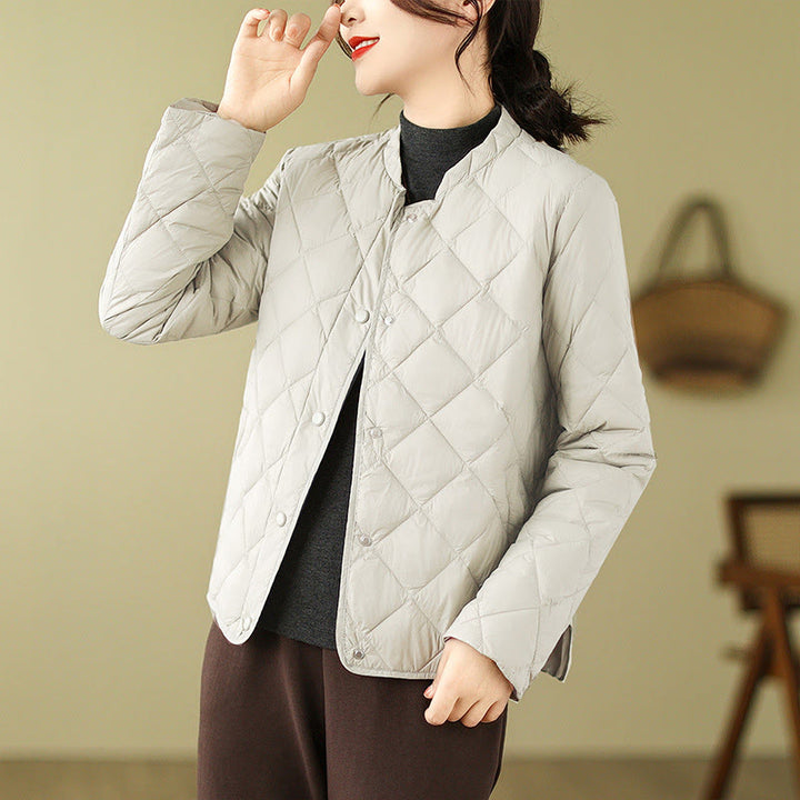Buddha Stones Women's Fall Long Sleeve Diamond Quilted Design Cotton Thermal Jacket With Pockets - FloralWhite - US8-10，UK/AU12-14，EU40-42 (2XL) - image 12