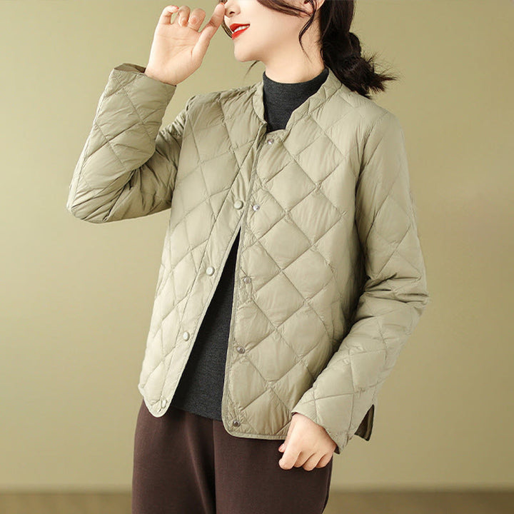 Buddha Stones Women's Fall Long Sleeve Diamond Quilted Design Cotton Thermal Jacket With Pockets - image 21