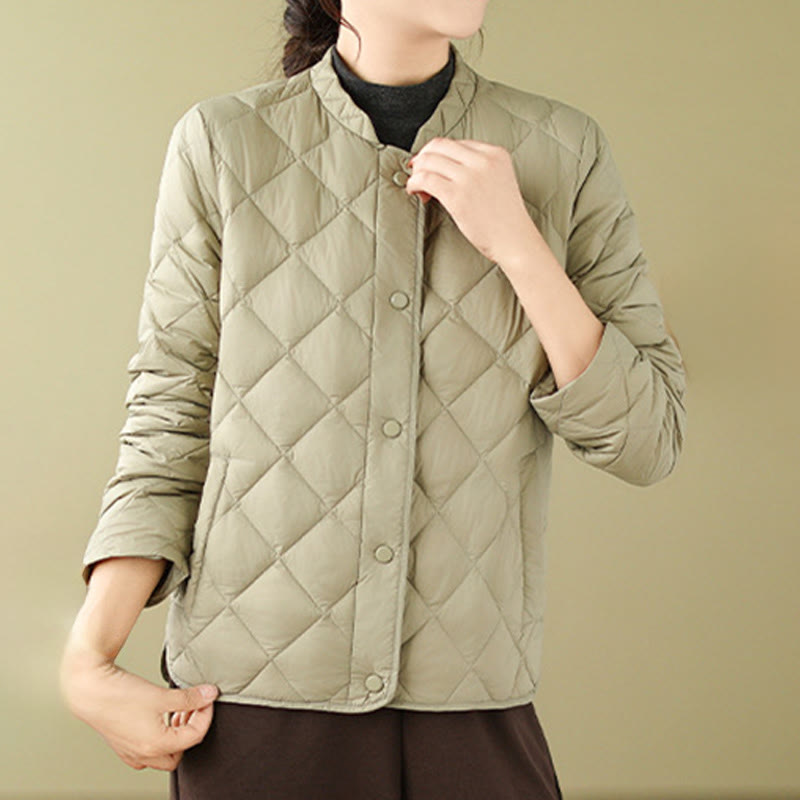Buddha Stones Women's Fall Long Sleeve Diamond Quilted Design Cotton Thermal Jacket With Pockets - image 24