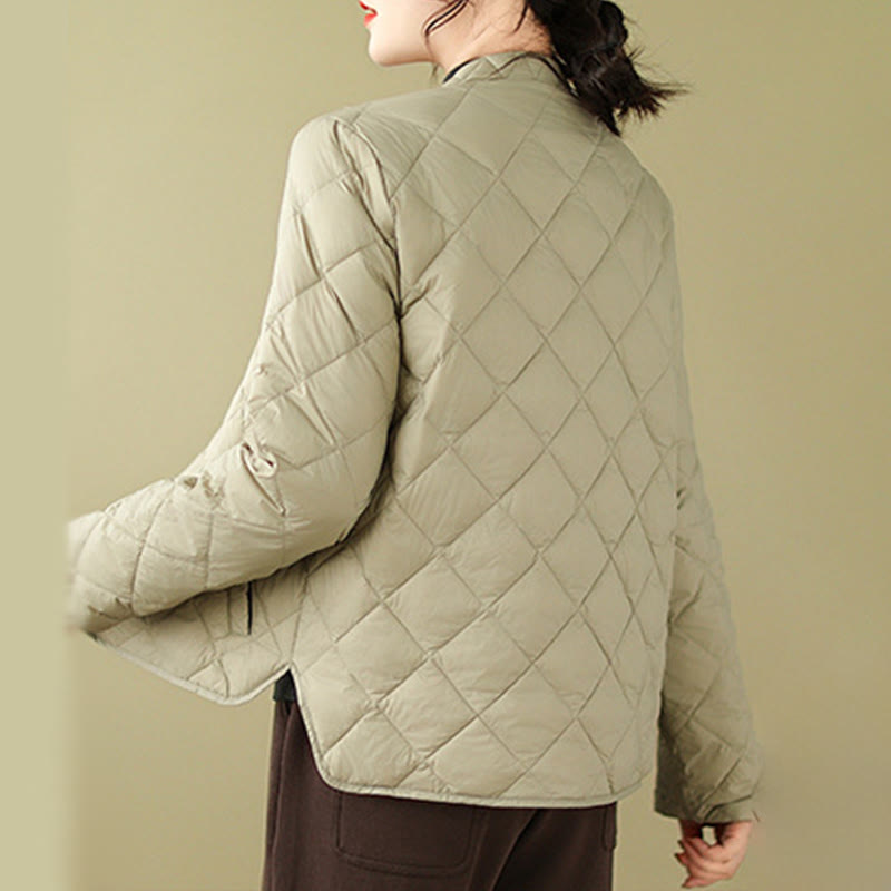 Buddha Stones Women's Fall Long Sleeve Diamond Quilted Design Cotton Thermal Jacket With Pockets - image 22