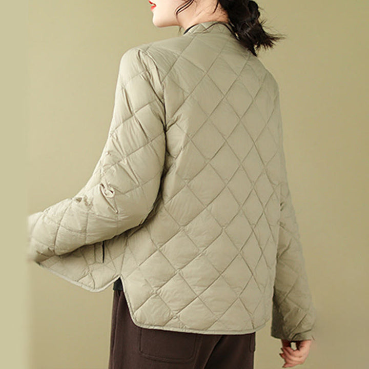 Buddha Stones Women's Fall Long Sleeve Diamond Quilted Design Cotton Thermal Jacket With Pockets - image 22