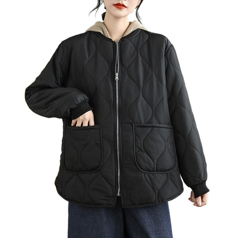 Buddha Stones Women's Plain Zipper Design Cotton Long Sleeve Jacket With Pockets - image 16