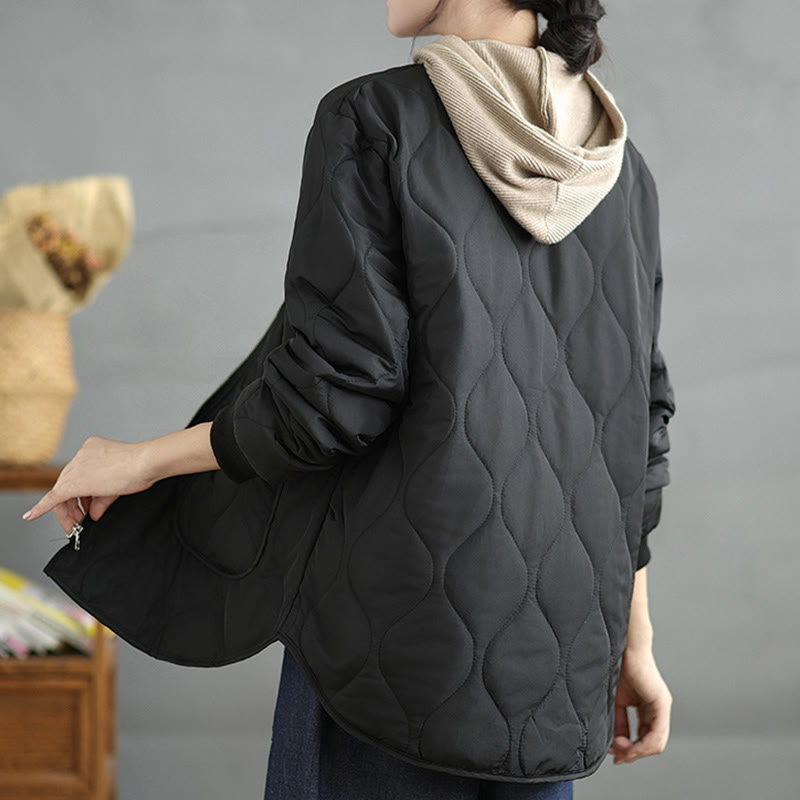 Buddha Stones Women's Plain Zipper Design Cotton Long Sleeve Jacket With Pockets - image 13