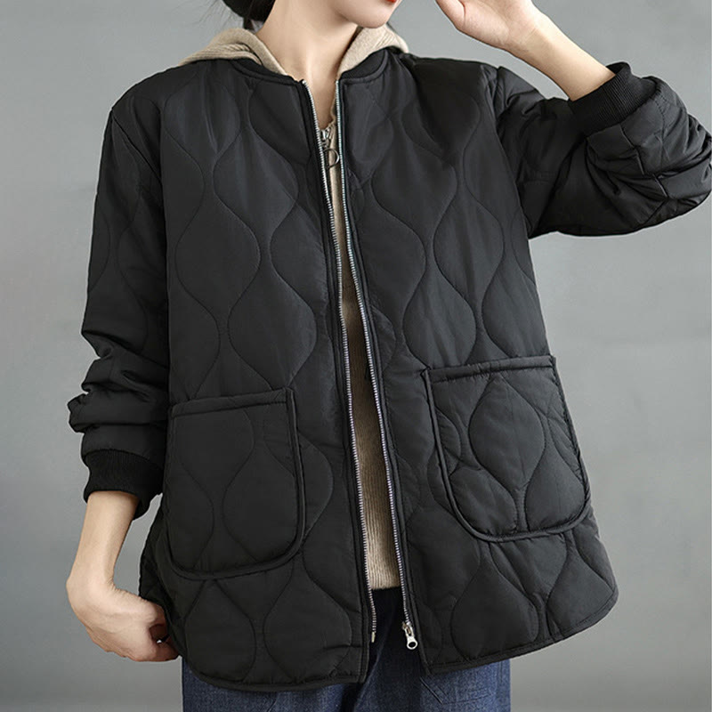 Buddha Stones Women's Plain Zipper Design Cotton Long Sleeve Jacket With Pockets - image 14