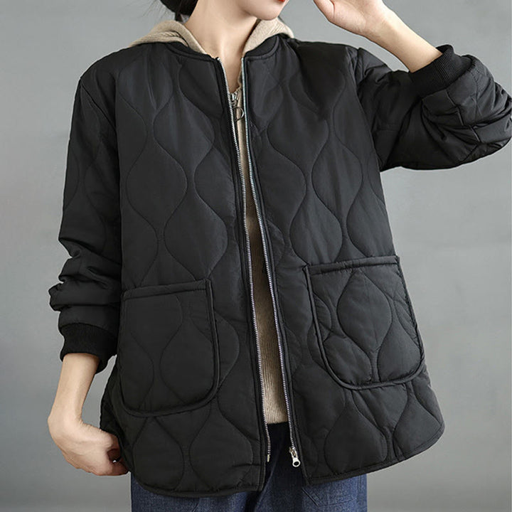 Buddha Stones Women's Plain Zipper Design Cotton Long Sleeve Jacket With Pockets - image 14
