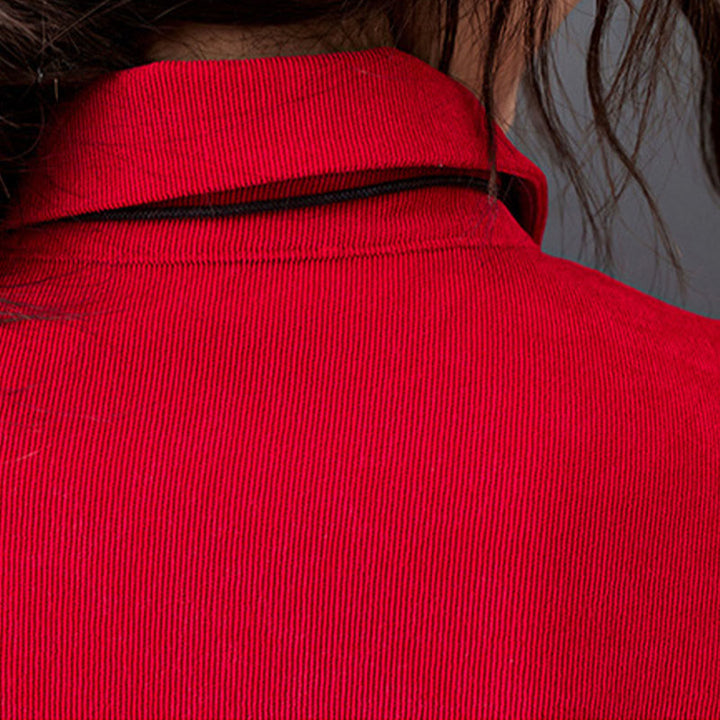 Buddha Stones Fall Buttons Design Long Sleeve Cotton Corduroy Midi Dress With Pockets - image 17