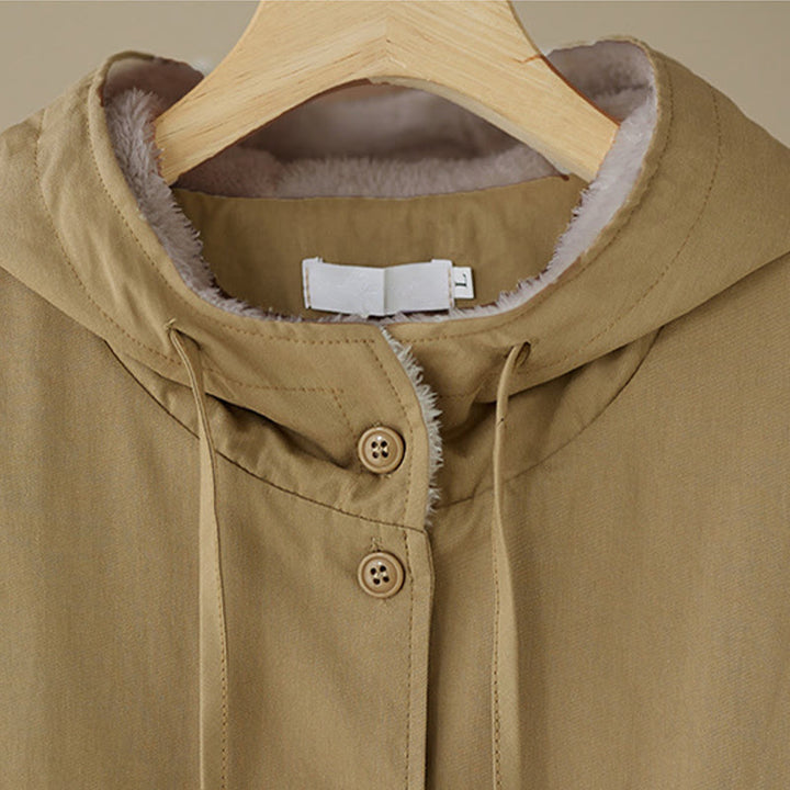 Buddha Stones Women's Plain Long Sleeve Hoodie Cotton Thermal Fleece-Lined Jacket With Pockets - image 2