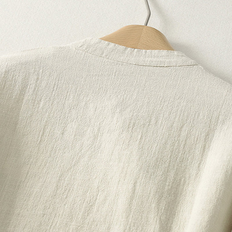 Buddha Stones Spring Diagonal Closure Frog Buttons Design Cotton Long Sleeve Midi Dress - image 9