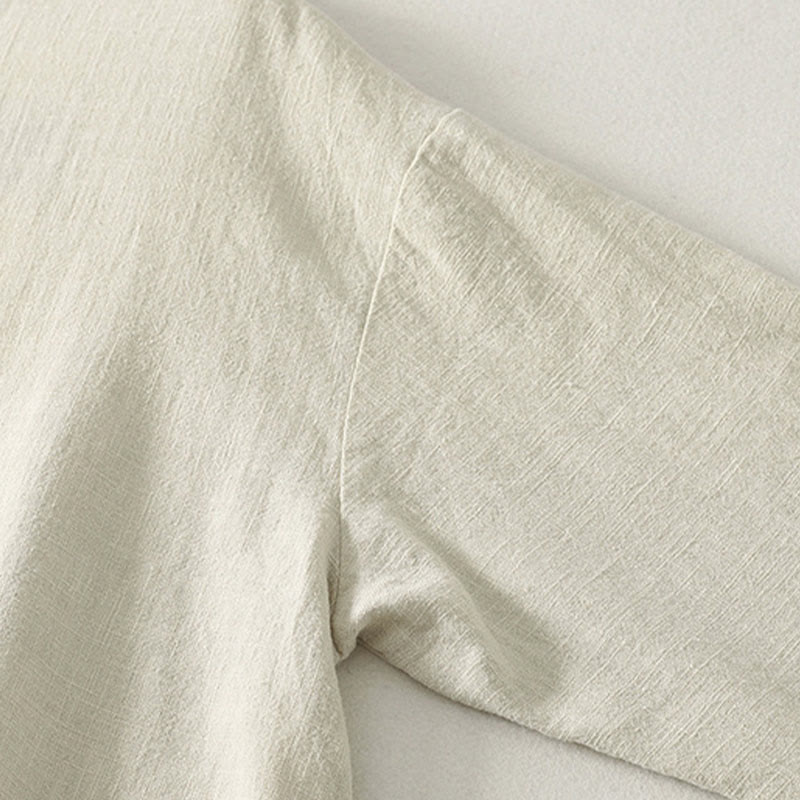 Buddha Stones Spring Diagonal Closure Frog Buttons Design Cotton Long Sleeve Midi Dress - image 11