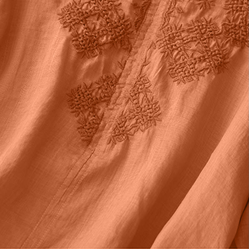 Buddha Stones V-Neck Lines Embroidery Women's Half Sleeve Shirt - image 6