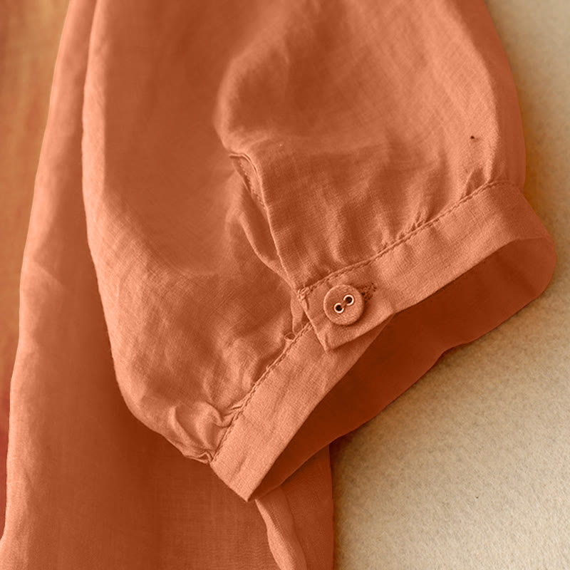 Buddha Stones V-Neck Lines Embroidery Women's Half Sleeve Shirt - image 8