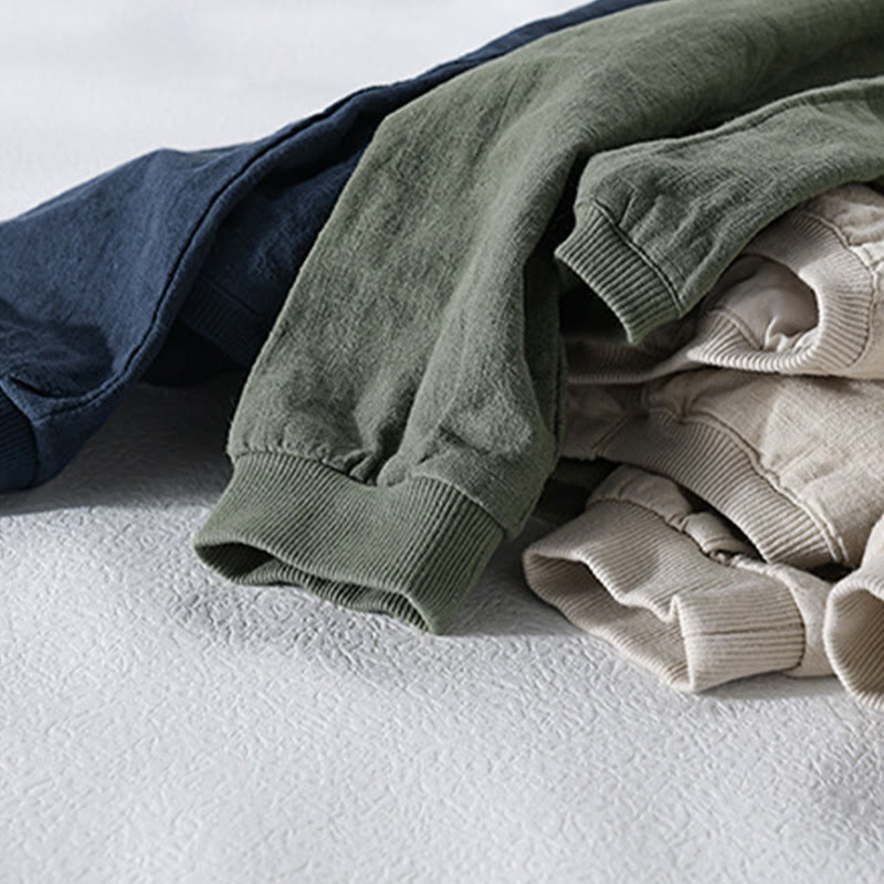 Buddha Stones Ribbed Long Sleeve Design Men's Cotton Linen Jacket Shirt With Pockets - image 21