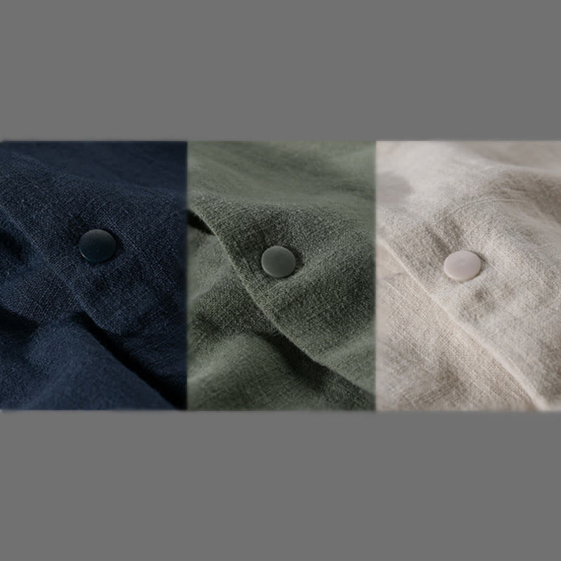 Buddha Stones Ribbed Long Sleeve Design Men's Cotton Linen Jacket Shirt With Pockets - image 22