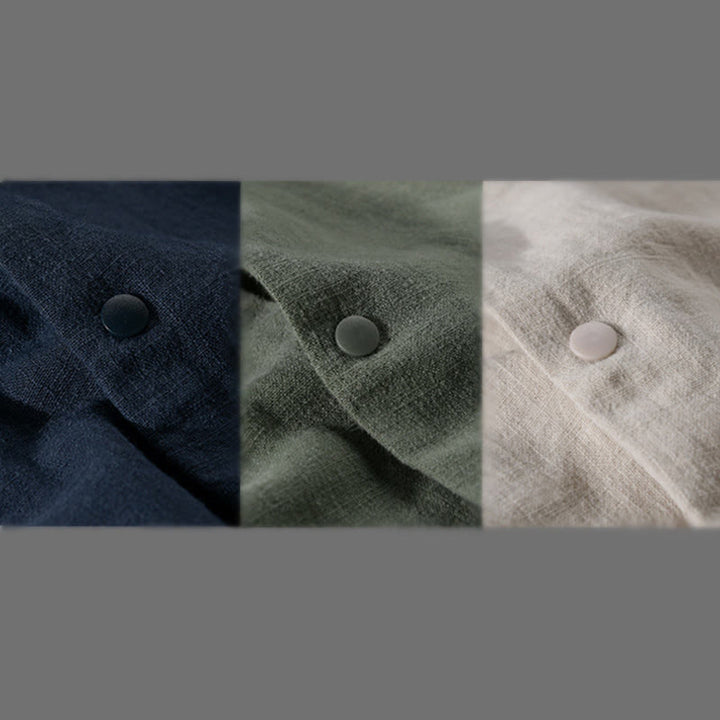 Buddha Stones Ribbed Long Sleeve Design Men's Cotton Linen Jacket Shirt With Pockets - image 22
