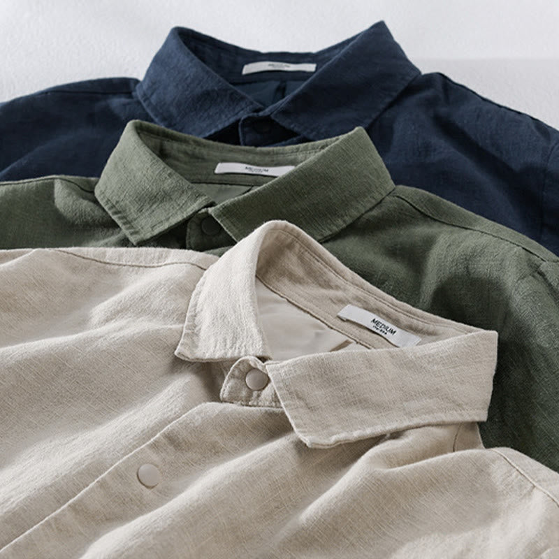 Buddha Stones Ribbed Long Sleeve Design Men's Cotton Linen Jacket Shirt With Pockets - image 19