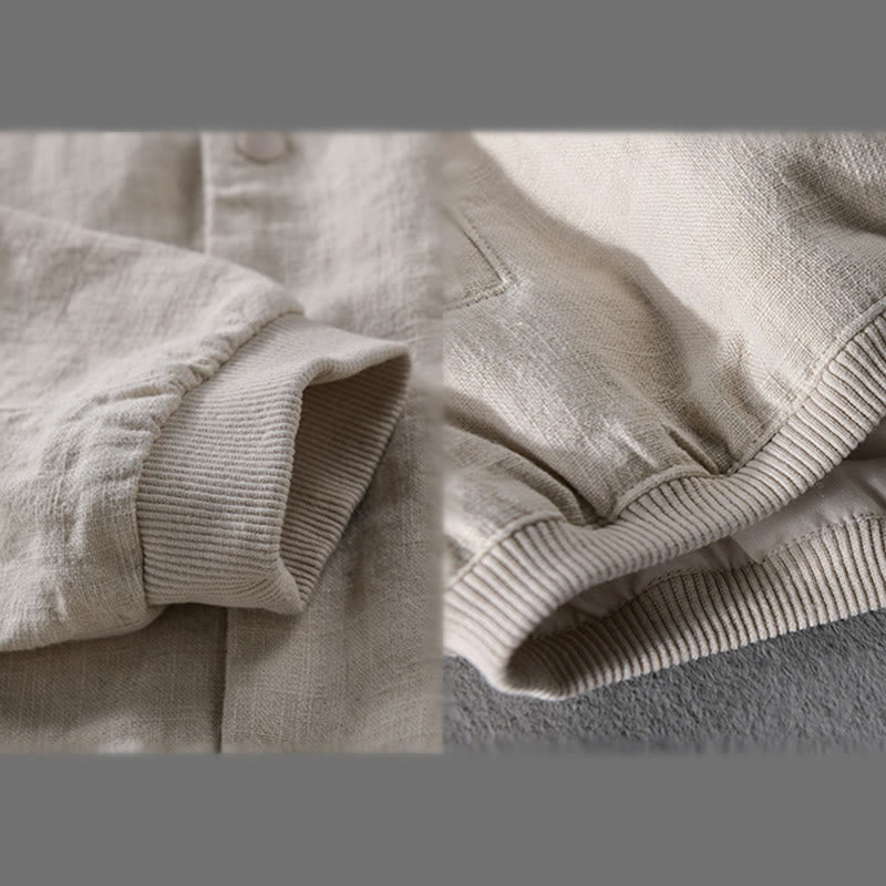 Buddha Stones Ribbed Long Sleeve Design Men's Cotton Linen Jacket Shirt With Pockets - image 5