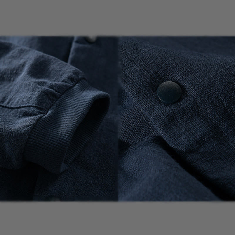 Buddha Stones Ribbed Long Sleeve Design Men's Cotton Linen Jacket Shirt With Pockets - image 16