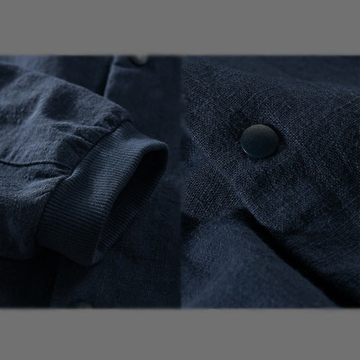 Buddha Stones Ribbed Long Sleeve Design Men's Cotton Linen Jacket Shirt With Pockets - image 16