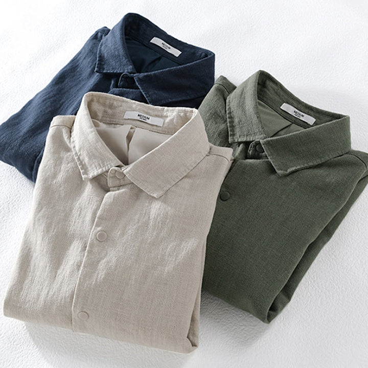 Buddha Stones Ribbed Long Sleeve Design Men's Cotton Linen Jacket Shirt With Pockets - image 17