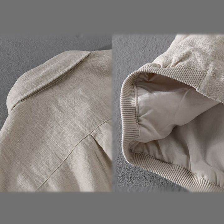 Buddha Stones Ribbed Long Sleeve Design Men's Cotton Linen Jacket Shirt With Pockets - image 4