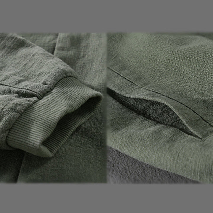 Buddha Stones Ribbed Long Sleeve Design Men's Cotton Linen Jacket Shirt With Pockets - image 11