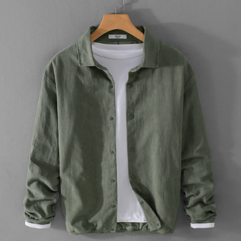 Buddha Stones Ribbed Long Sleeve Design Men's Cotton Linen Jacket Shirt With Pockets - SeaGreen - US/UK/AU42，EU52 (3XL) - image 8