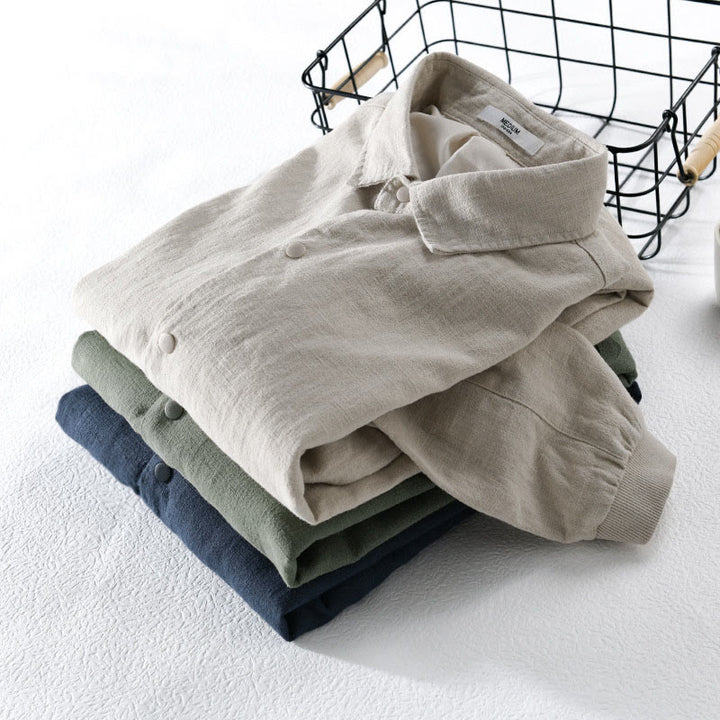 Buddha Stones Ribbed Long Sleeve Design Men's Cotton Linen Jacket Shirt With Pockets - image 18