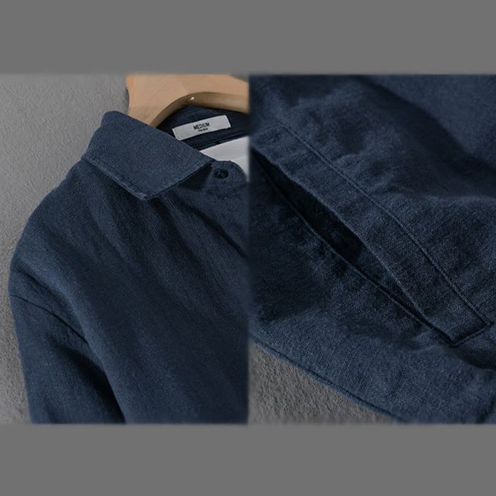 Buddha Stones Ribbed Long Sleeve Design Men's Cotton Linen Jacket Shirt With Pockets - image 14