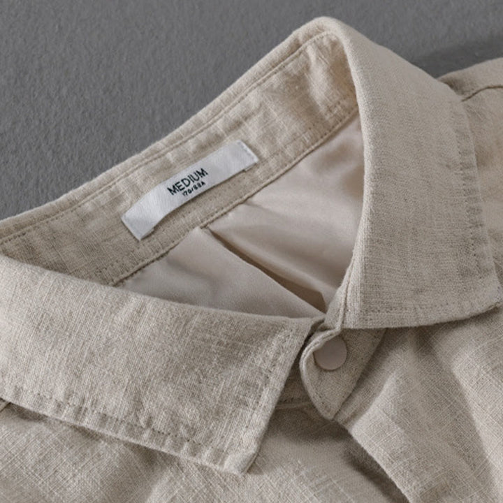 Buddha Stones Ribbed Long Sleeve Design Men's Cotton Linen Jacket Shirt With Pockets - image 2