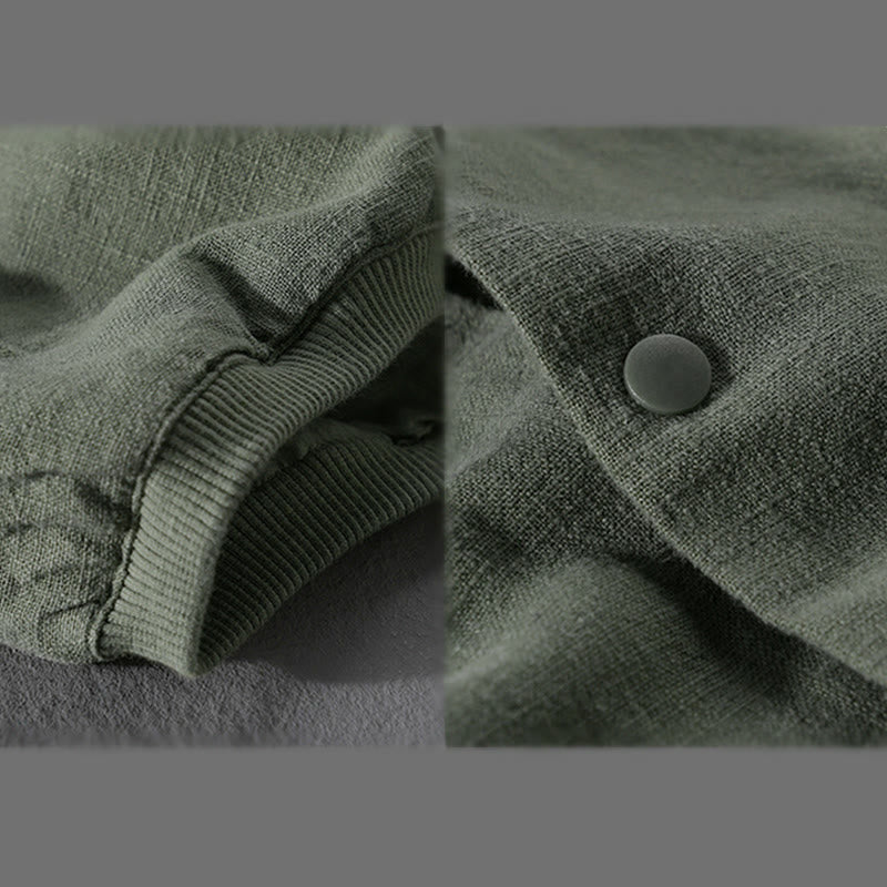 Buddha Stones Ribbed Long Sleeve Design Men's Cotton Linen Jacket Shirt With Pockets - image 10