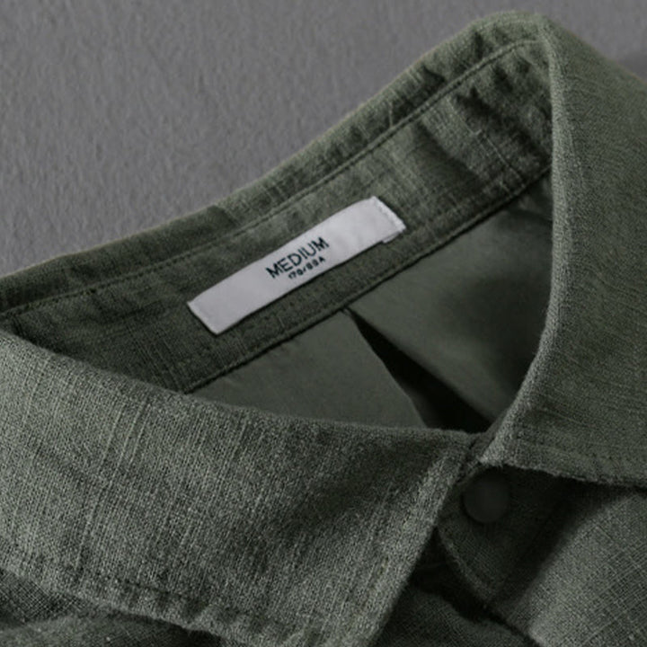 Buddha Stones Ribbed Long Sleeve Design Men's Cotton Linen Jacket Shirt With Pockets - image 9