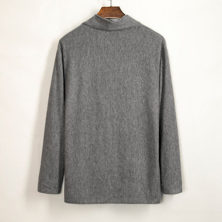 Buddha Stones Plain Irregular Collar Design Men's Cotton Long Sleeve Jacket Shirt - image 3