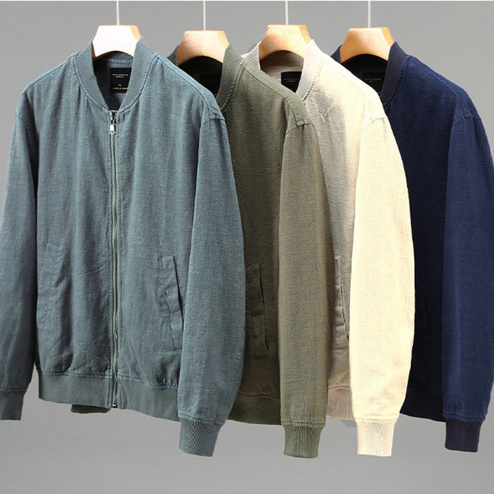 Buddha Stones Winter Zipper Design Stand Collar Men's Cotton Linen Long Sleeve Jacket With Pockets - image 14