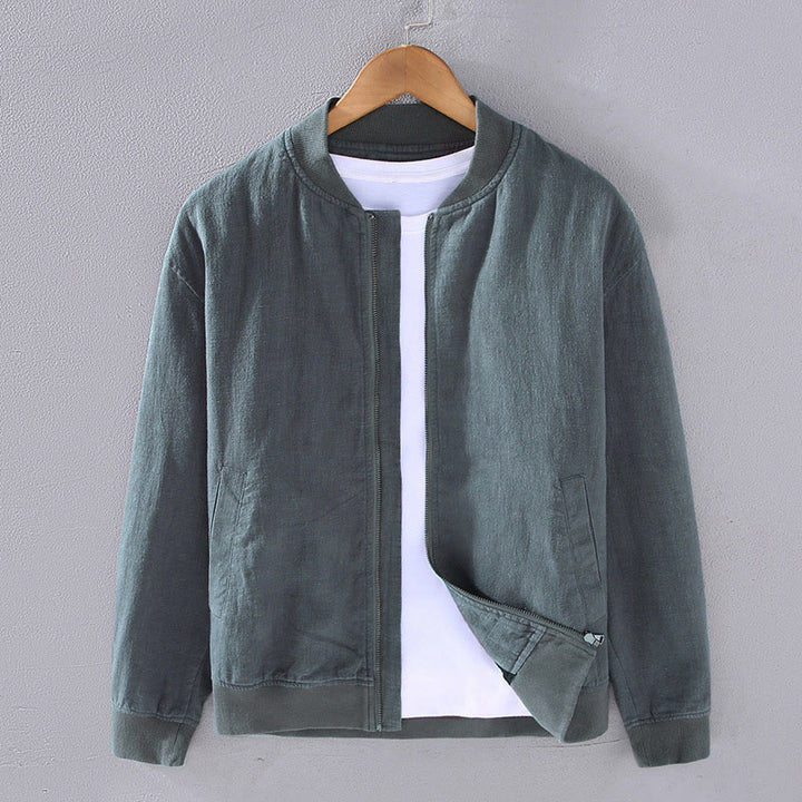 Buddha Stones Winter Zipper Design Stand Collar Men's Cotton Linen Long Sleeve Jacket With Pockets - CadetBlue - US/UK/AU42，EU52 (3XL) - image 12