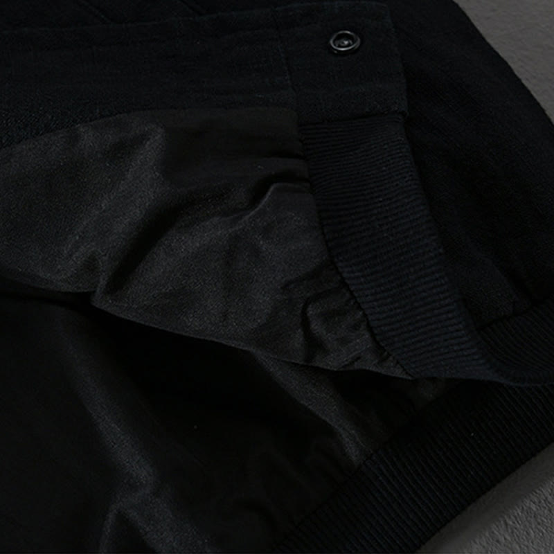 Buddha Stones Solid Color Ribbed Hem Long Sleeve Men's Cotton Linen Shirt With Pockets  - image 16