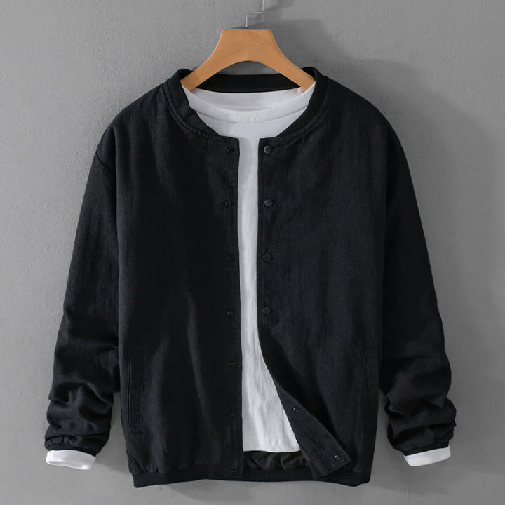 Buddha Stones Solid Color Ribbed Hem Long Sleeve Men's Cotton Linen Shirt With Pockets  - Black - US/UK/AU42，EU52 (3XL) - image 14