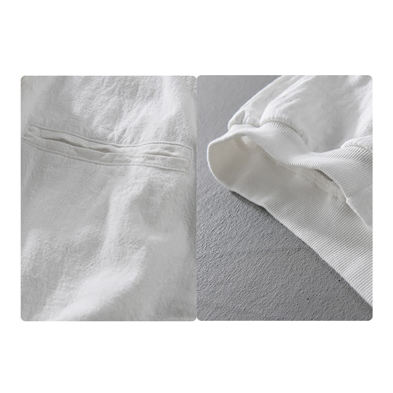 Buddha Stones Ribbed Hem Design Hoodie Long Sleeve Men's Cotton Linen Jacket Shirt With Pockets - image 19