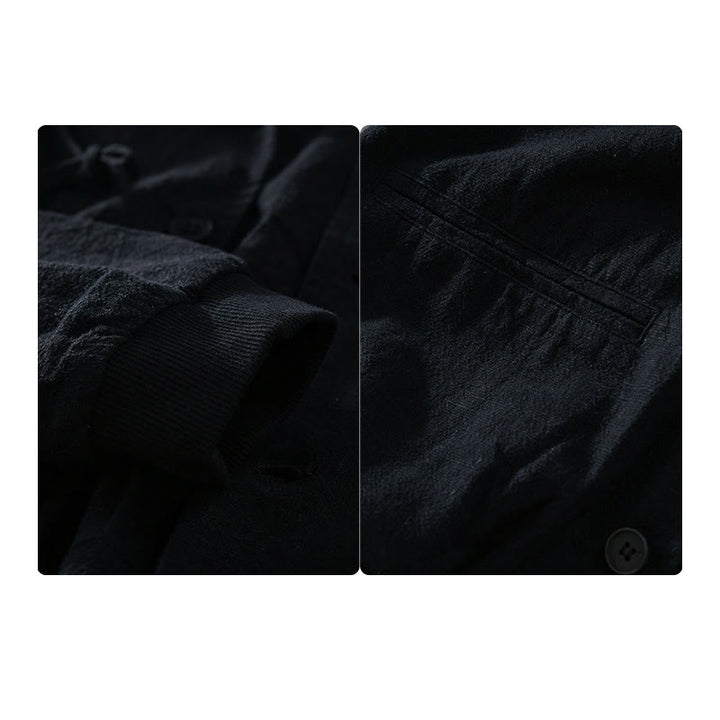 Buddha Stones Ribbed Hem Design Hoodie Long Sleeve Men's Cotton Linen Jacket Shirt With Pockets - image 14