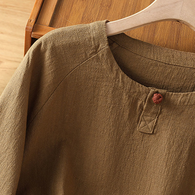 Buddha Stones Casual Plain Long Sleeve Cotton Polyester Women's Shirt - image 18