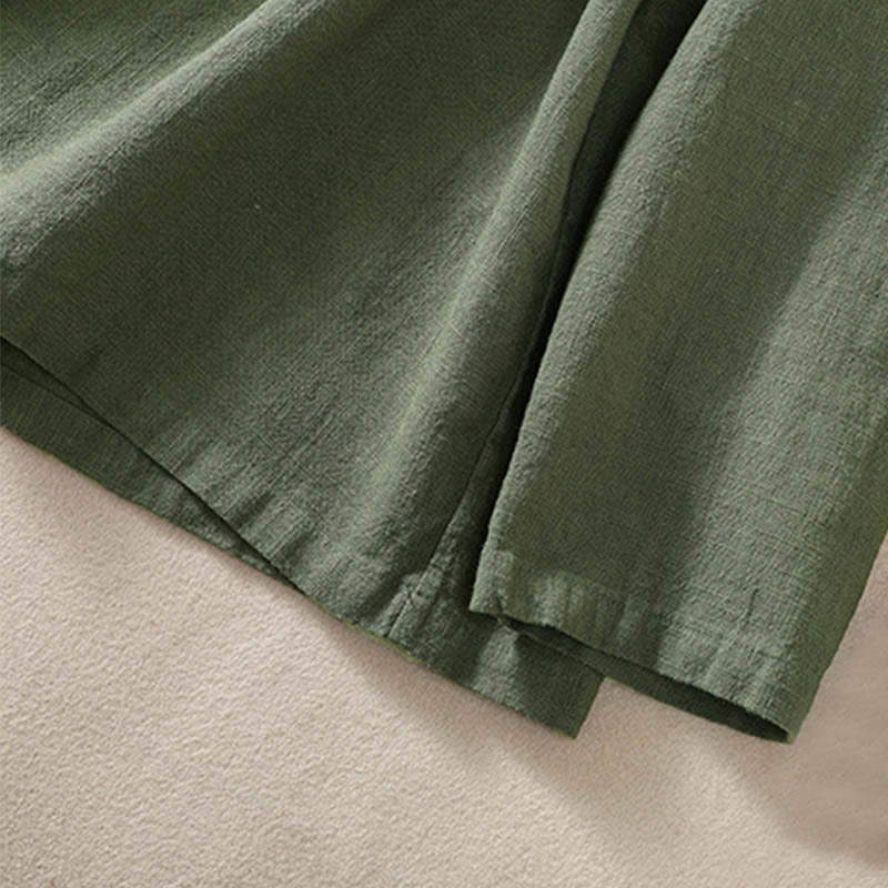 Buddha Stones Casual Buttons Crew Neck Cotton Women's Long Sleeve Shirt With Pockets - image 2