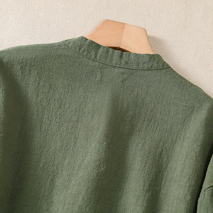 Buddha Stones Casual Buttons Crew Neck Women's Long Sleeve Shirt With Pockets - image 7