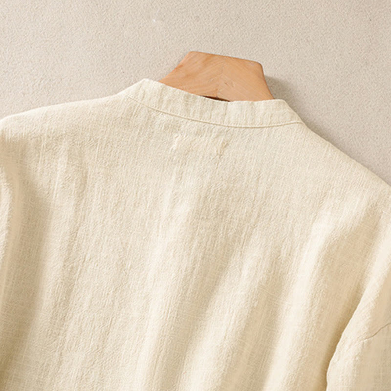 Buddha Stones Casual Buttons Crew Neck Cotton Women's Long Sleeve Shirt With Pockets - image 24